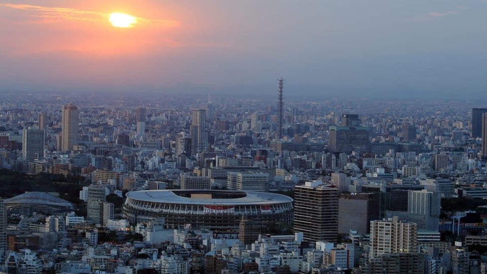 Blick auf Tokio, mit dem Olympiastadion