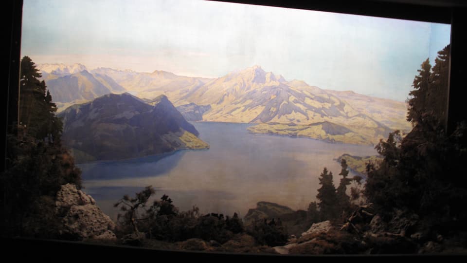 Gemaltes Alpenpanorama aus dem 20. Jahrhundert 