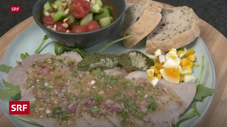 Fernweh, Tag 1 - Vitello Vinaigrette mit Gurken-Melonen Salat ...