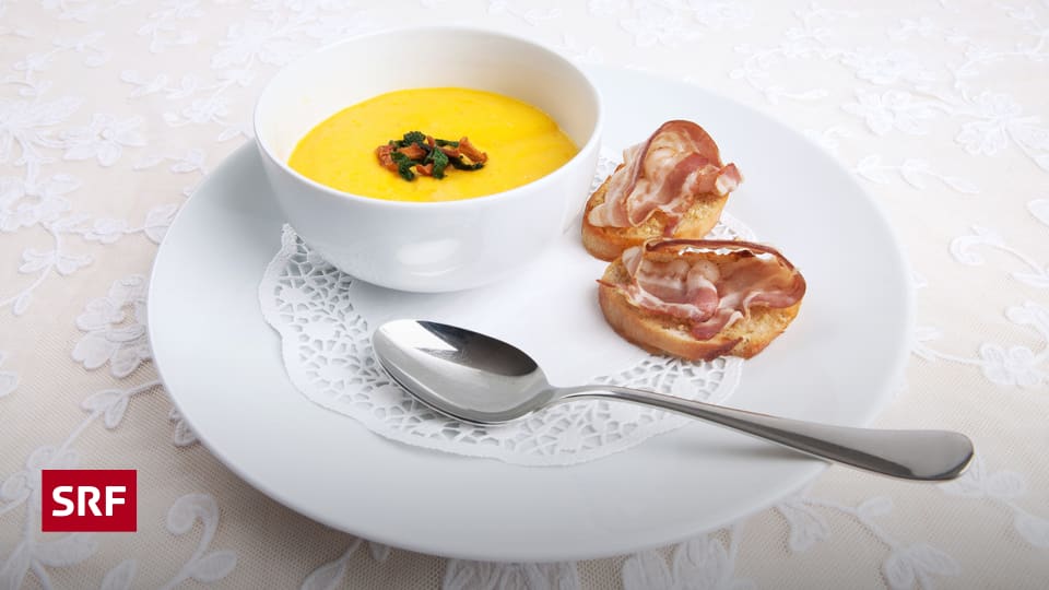 Rezepte 2016 - Kürbiscremesuppe, dazu Crostini mit Speck vom ...