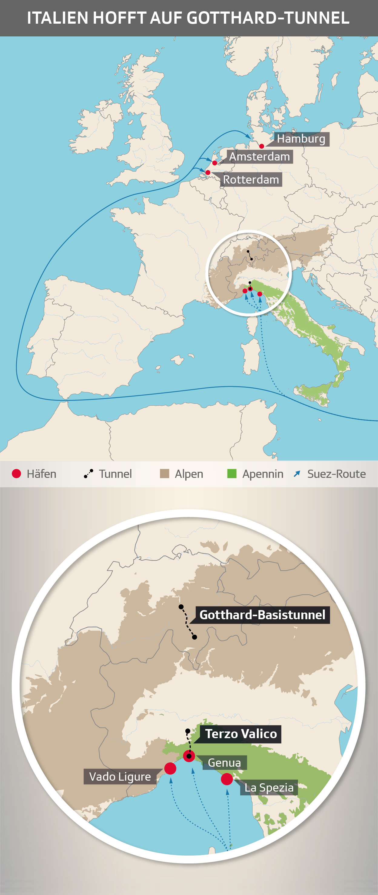 Italien hofft auf Gotthard-Tunnel
