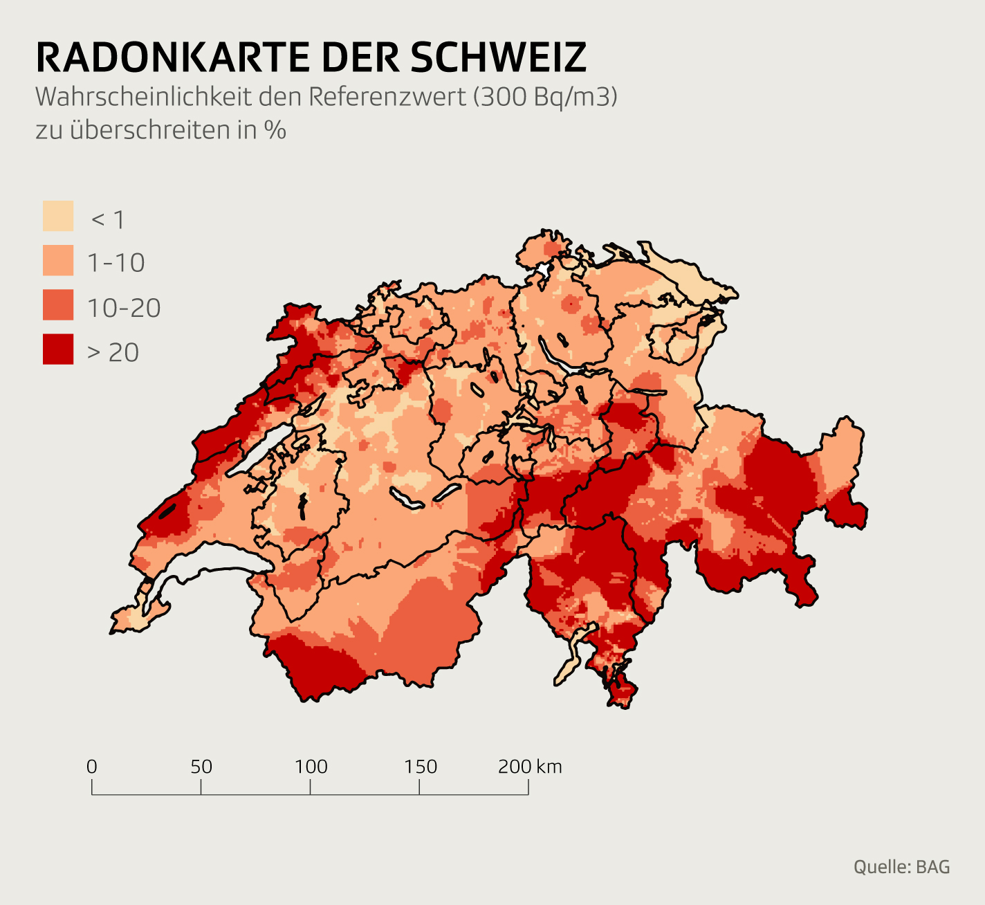 Radonkarte der Schweiz