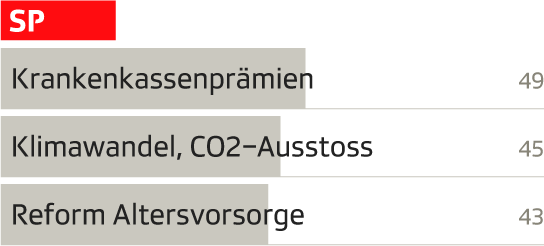 Diagramm der drängensten Probleme für SP-Wähler